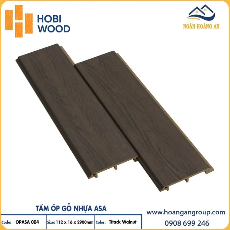 Tấm Ốp Tường Gỗ Nhựa Phủ ASA Hobiwood OPASA 004 Titack Walnut